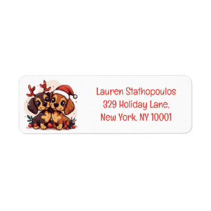 Christmas Dachshund Dogs Label