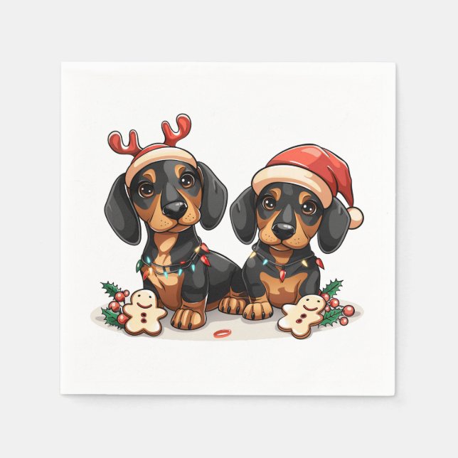 Christmas Dachshund Dogs Napkins (Front)