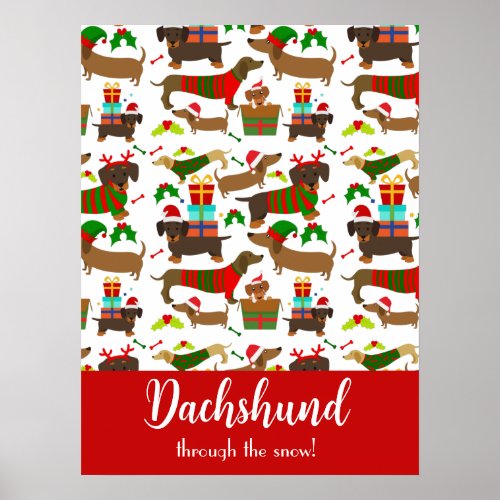 Christmas Dachshund Funny Holiday Poster