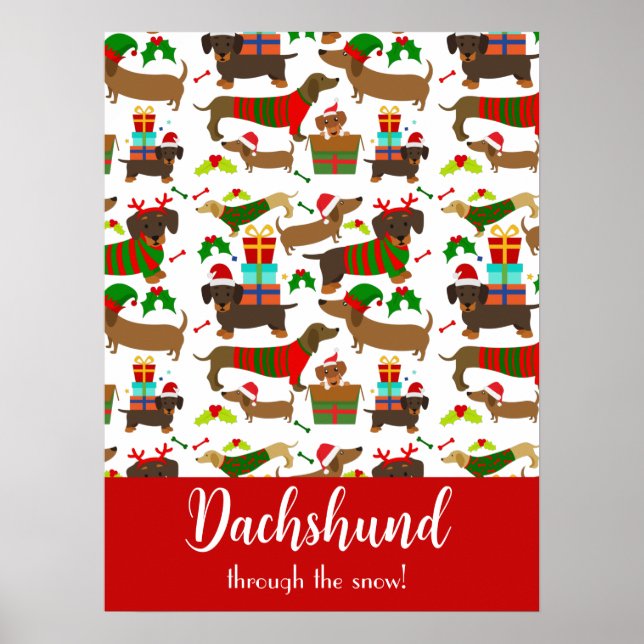 Christmas Dachshund Funny Holiday Poster (Front)