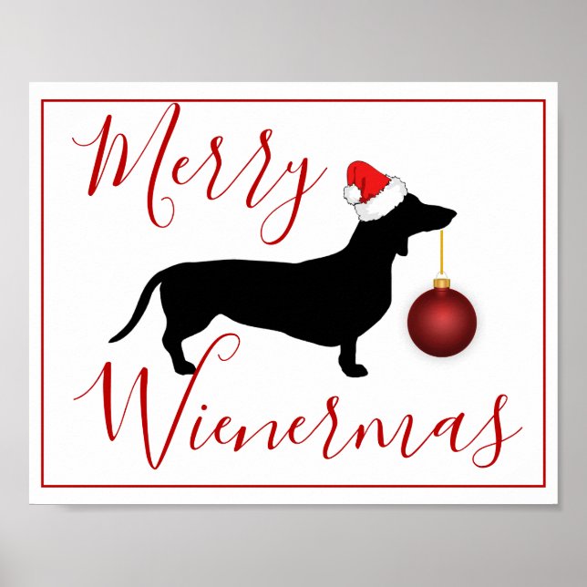 Christmas Dachshund Funny Merry Wienermas Poster (Front)