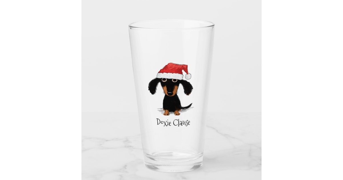 Christmas Dachshund | Funny Xmas Wiener Dog Custom Glass | Zazzle