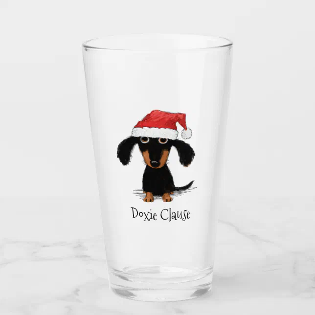 Christmas Dachshund | Funny Xmas Wiener Dog Custom Glass | Zazzle