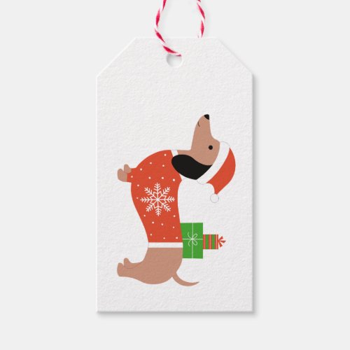 Christmas dachshund gift tag