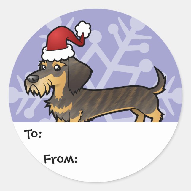 Christmas Dachshund Gift Tags (wirehair) (Front)