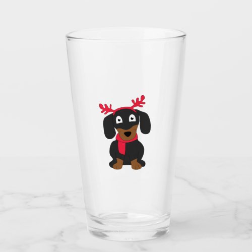 Christmas dachshund glass