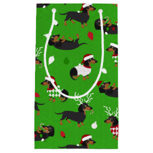 Christmas Dachshund Green Small Gift Bag