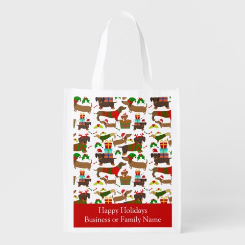 Christmas Dachshund Grocery Bag