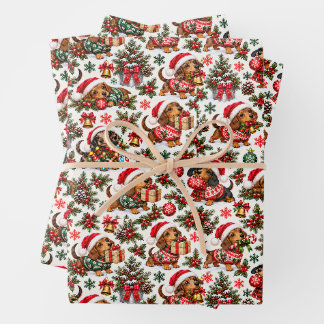 Christmas Dachshund Holiday Mischief Wrapping Paper Sheets