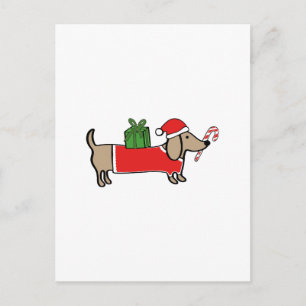 Christmas dachshund holiday postcard