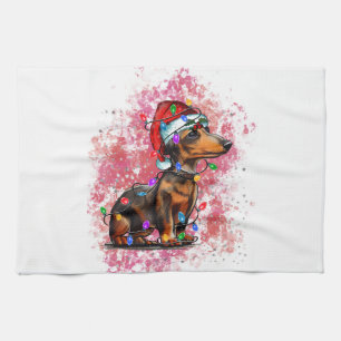 Christmas dachshund kitchen towel
