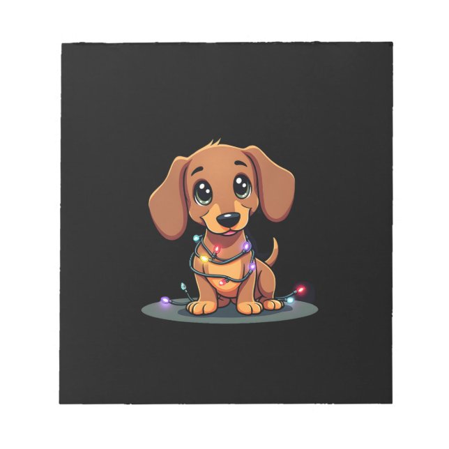 Christmas Dachshund Lights (1) Notepad (Front)