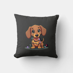 Christmas Dachshund Lights (1) Throw Pillow