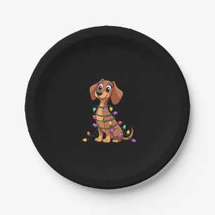 Christmas Dachshund Lights (2) Paper Plates