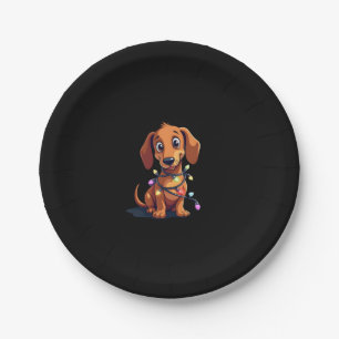 Christmas Dachshund Lights (3) Paper Plates