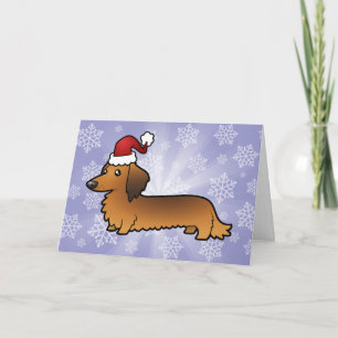 Christmas Dachshund (longhair) Holiday Card