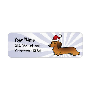 Christmas Dachshund (longhair) Label