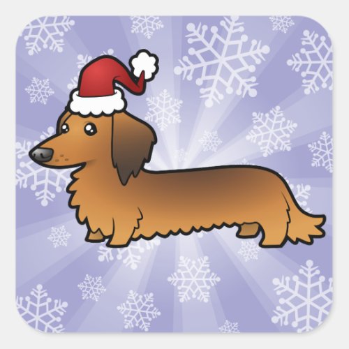 Christmas Dachshund longhair Square Sticker