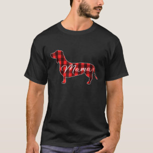 Christmas Dachshund Mama I Plaid Pattern Weiner D T-Shirt