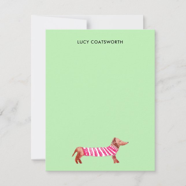 Christmas Dachshund Monogram Cute Boho Dog Lover  Note Card (Front)