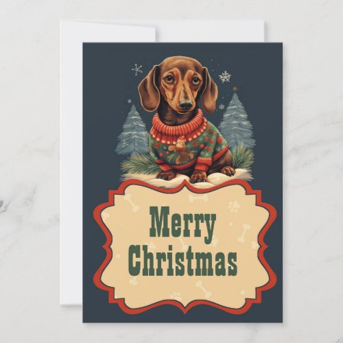 Christmas Dachshund Painting Holiday Card