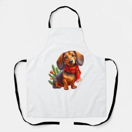 Christmas Dachshund Painting _ Holiday Doxie Apron