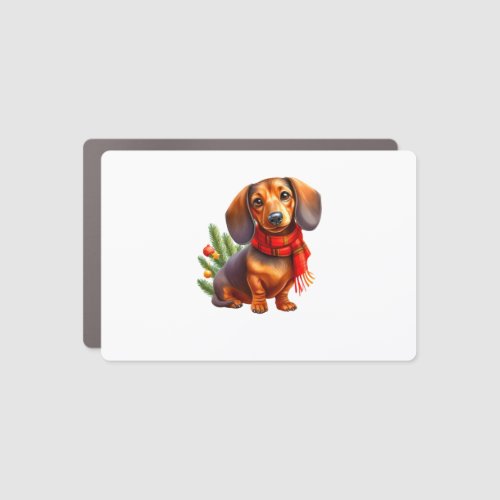 Christmas Dachshund Painting _ Holiday Doxie Car Magnet
