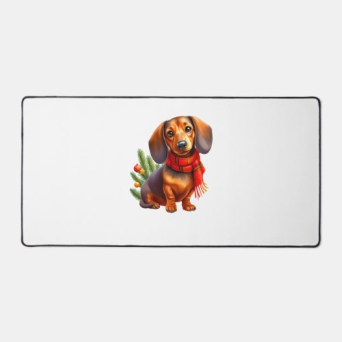 Christmas Dachshund Painting _ Holiday Doxie Desk Mat