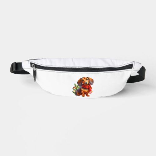 Christmas Dachshund Painting _ Holiday Doxie Fanny Pack