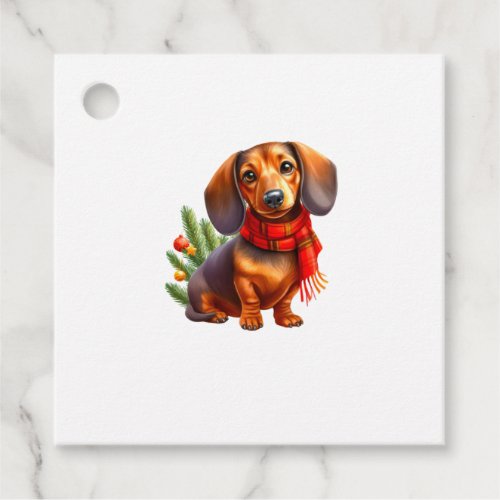 Christmas Dachshund Painting _ Holiday Doxie Favor Tags