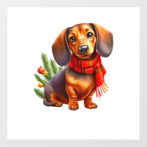 Christmas Dachshund Painting _ Holiday Doxie Floor Decals