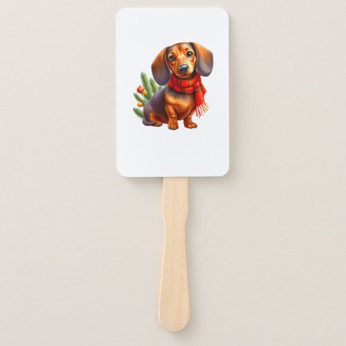 Christmas Dachshund Painting _ Holiday Doxie Hand Fan