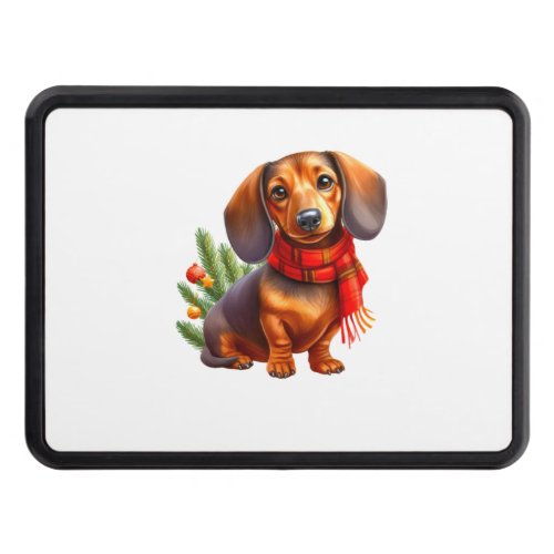 Christmas Dachshund Painting _ Holiday Doxie Hitch Cover