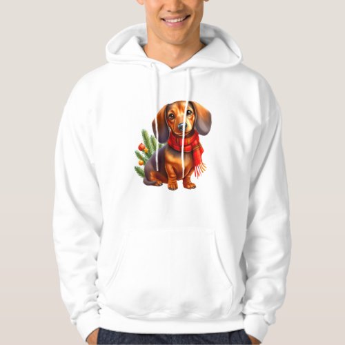 Christmas Dachshund Painting _ Holiday Doxie Hoodie