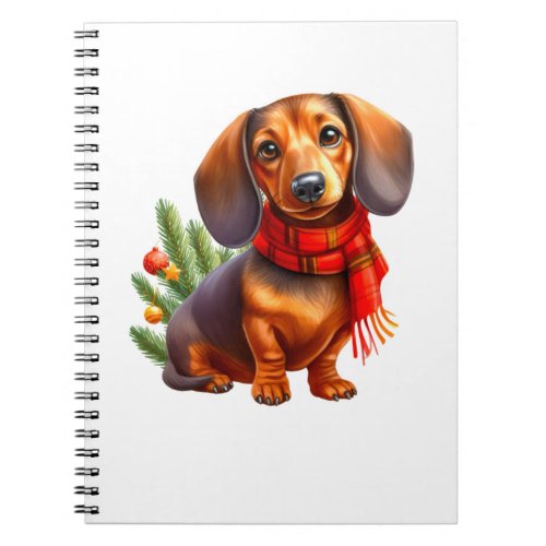 Christmas Dachshund Painting _ Holiday Doxie Notebook