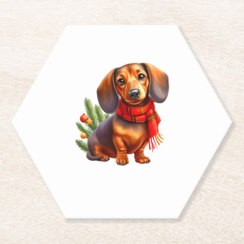 Christmas Dachshund Painting _ Holiday Doxie Paper Coaster