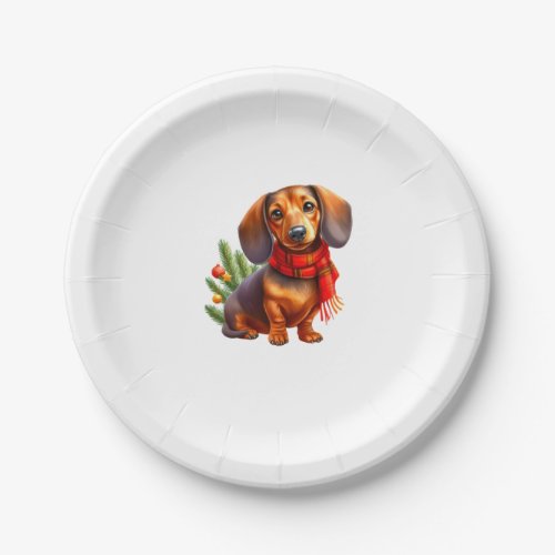 Christmas Dachshund Painting _ Holiday Doxie Paper Plates