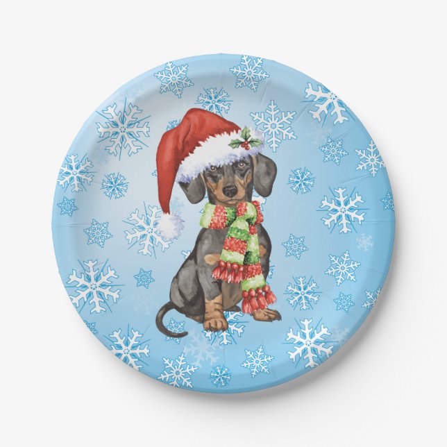 Christmas Dachshund Paper Plates (Front)
