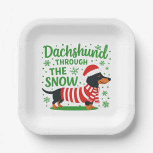 Christmas Dachshund Paper Plates