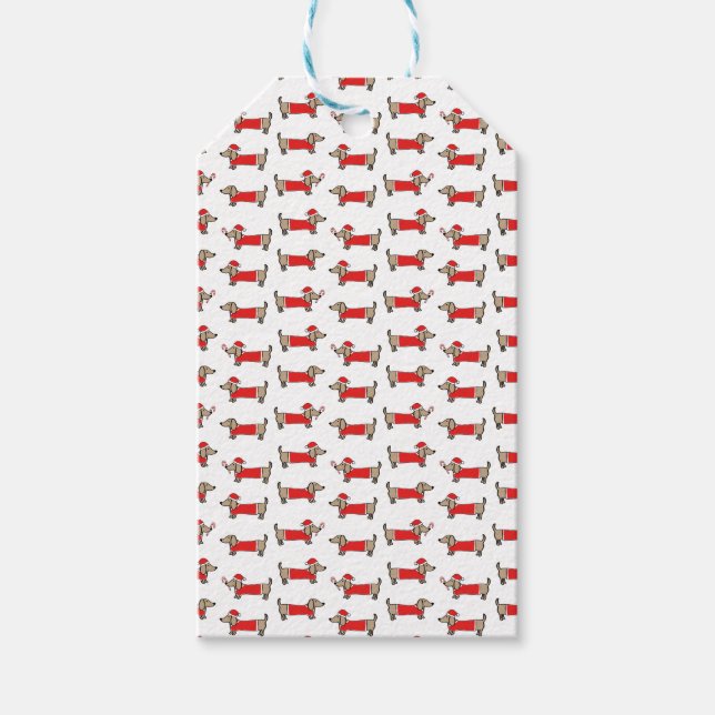 Christmas dachshund pattern gift tags (Front)