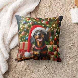 christmas dachshund pillow