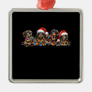 Christmas Dachshund Puppies Metal Ornament