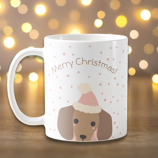Christmas Dachshund Puppy Dog Editable Colors Coffee Mug (Creator Uploaded)