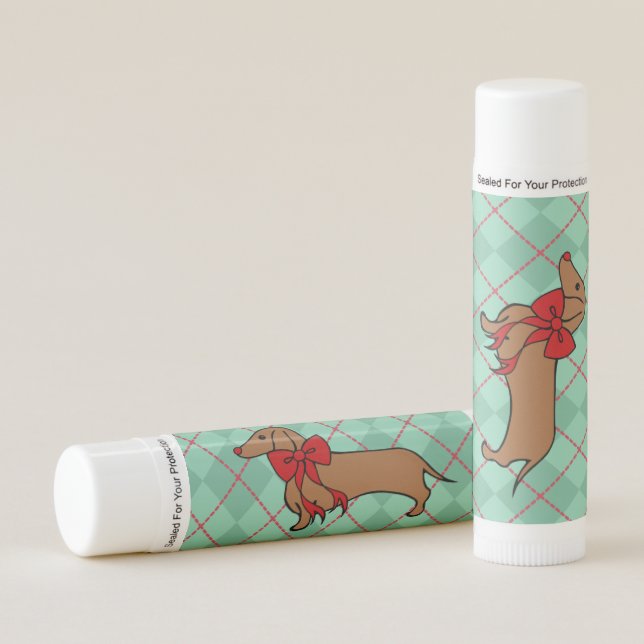 Christmas Dachshund Puppy Dog Lip Balm Gift (Front)