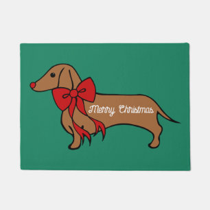 Christmas Dachshund Puppy Doormat