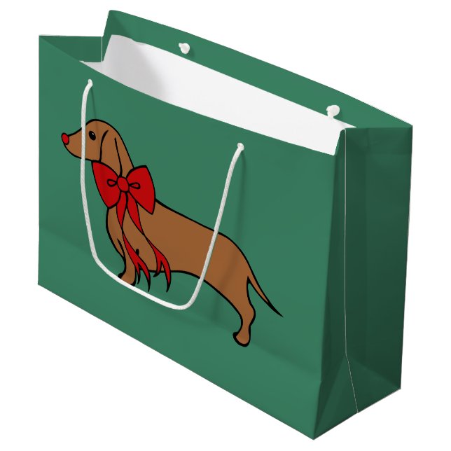  Christmas Dachshund Puppy Gift Bag (Front Angled)