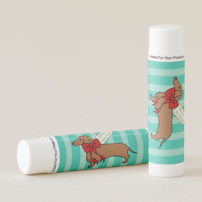 Christmas Dachshund Puppy Lip Balm Gift (Front)