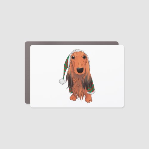 Christmas Dachshund_ Red longhaired    Car Magnet