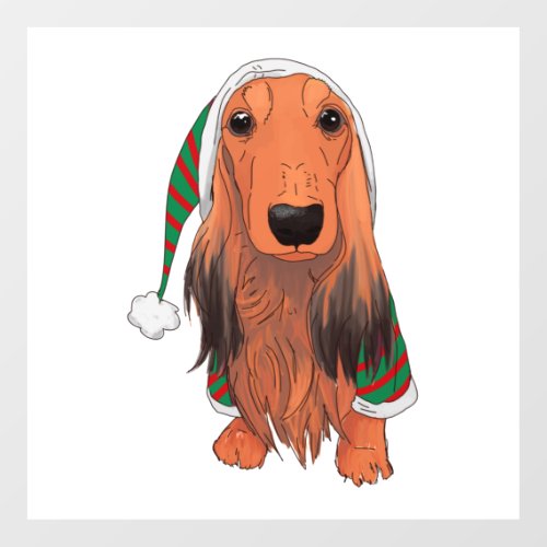 Christmas Dachshund_ Red longhaired    Floor Decals