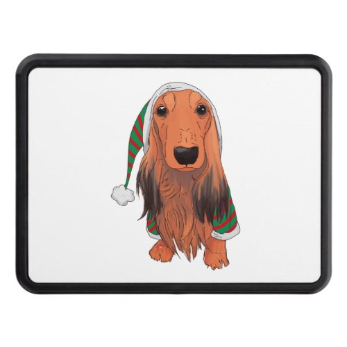 Christmas Dachshund_ Red longhaired    Hitch Cover